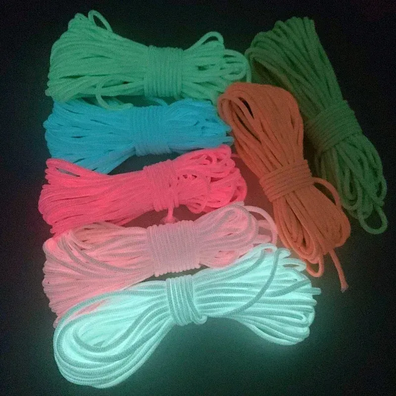 Leuchtendes Seil, 9 Stränge, 4 mm, Paracord, Nylon, 550 Zeltschnur, Outdoor-Fallschirm-Lanyard, Camping, Überleben, EDC, leuchtet im Dunkeln