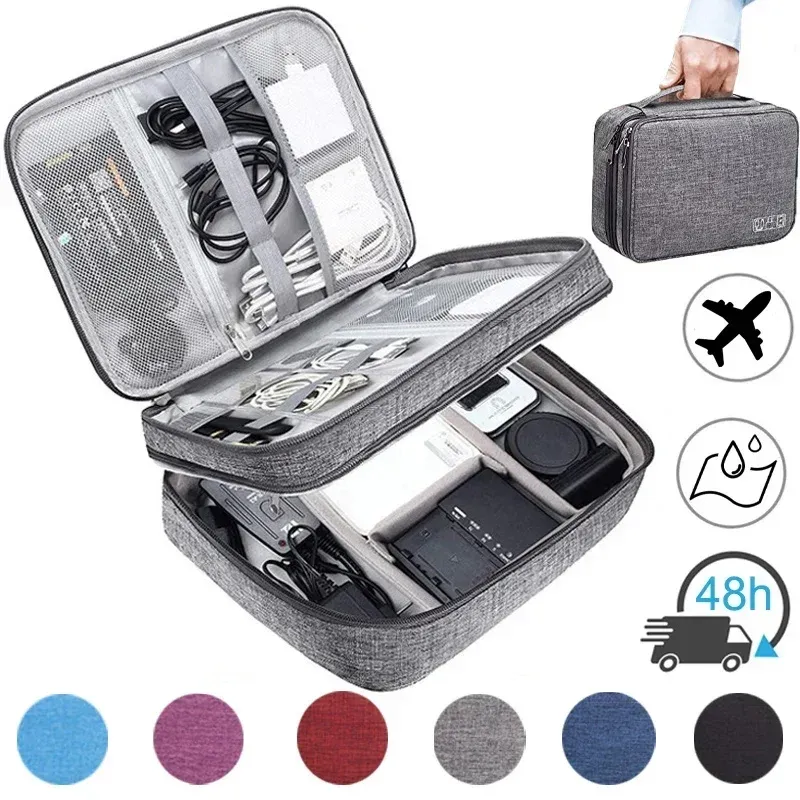 Multifunktionale Große Wasserdichte Digitale Elektronik-Organizer-Tasche für USB-Kabel, Ladegeräte, Kopfhörer und Reisezubehör
