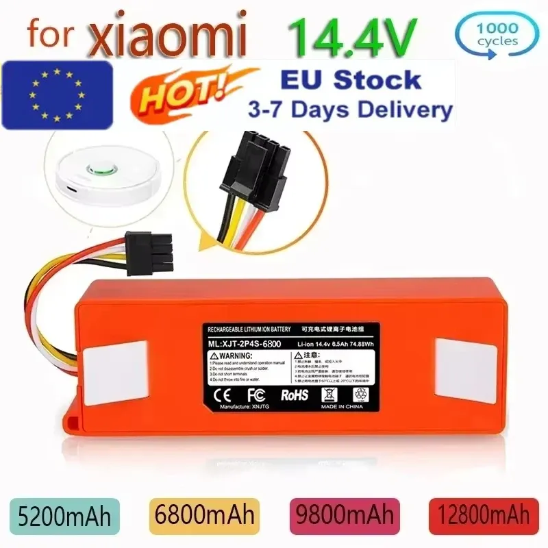 Brr 2p4s 5200s 14,4 V 12800 mAh Robotic Staubsauger Ersatz Batterie Für Xiaomi Roborock S50 S51 S55 S60 S65 S5 MAX S6 Teile