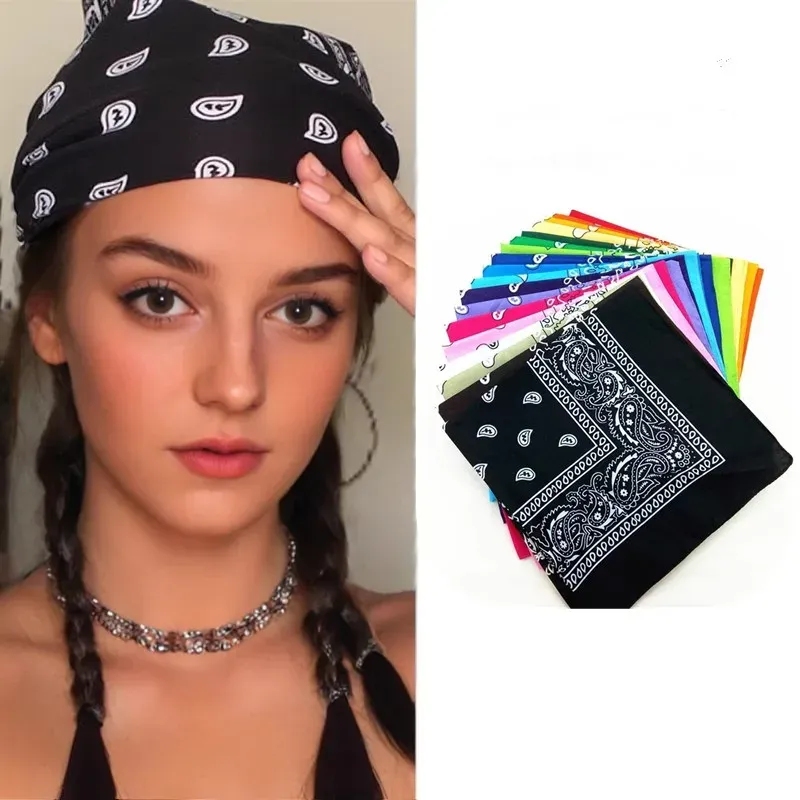 1-4 Stücke Mode Hip Hop Baumwolle Bandana Quadrat Schal 54 cm * 54 cm Schwarz Rot Paisley Stirnband Gedruckt Für Frauen/Männer/Jungen/Mädchen