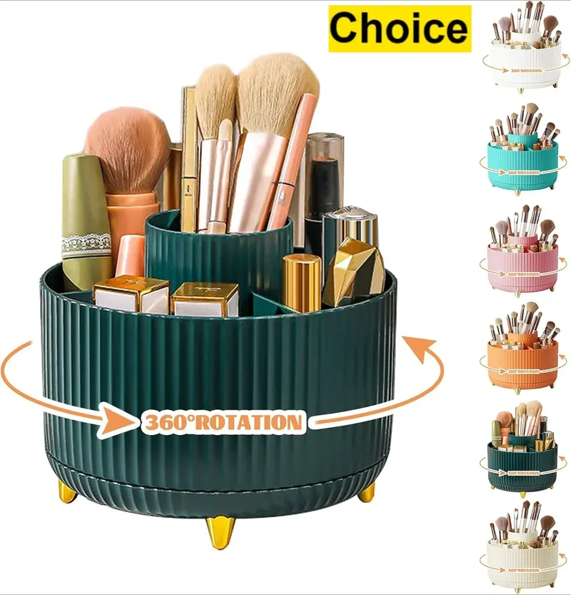 5 Steckplätze 360 °   Rotierender Make-up-Pinselhalter, Organizer, multifunktionale Schreibtischaufbewahrung, Kosmetikaufbewahrung für Waschtisch, Schreibtisch, Badezimmer