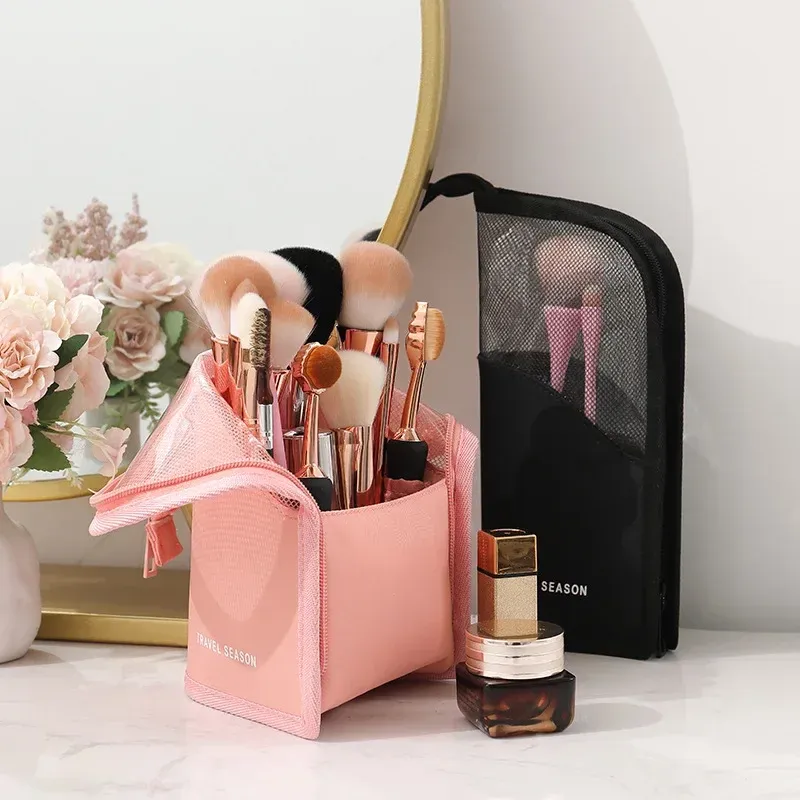 Neue Reise Kosmetik Tasche Tragbare Make-Up Pinsel Eimer Schönheit Organizer Box Lippenstift Augenbraue Bleistift Fall Einfache Make-Up Tasche