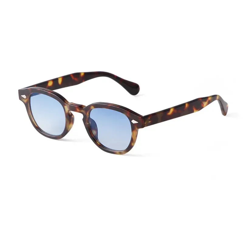 Vintage-Mode Shell Runde Sonnenbrille Frauen Männer 2024 Marke Design Retro Niet Gelb Blau Objektiv Quadrat Sonnenbrille Weibliche UV400
