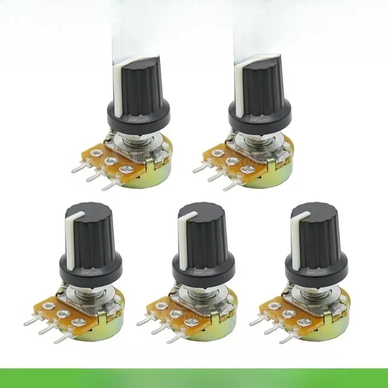 5Sets 5PCS + 5PCS WH148 B1K ~ B1M ohm 1K 2K 5K 10K 20K 3Pin 15mm 10K 3 Terminal Linear Taper Drehpotentiometer für Arduino