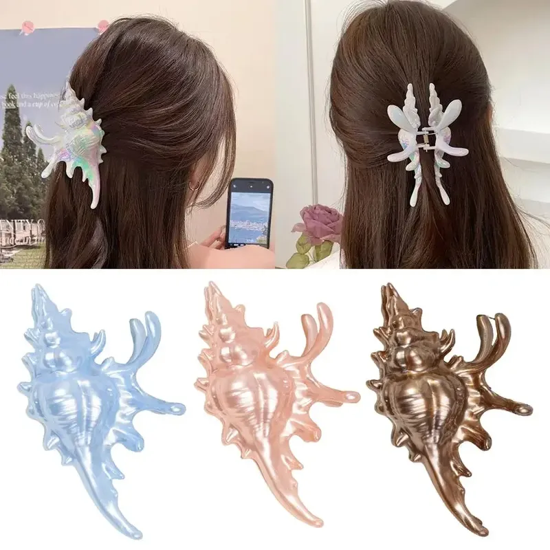 Meer Shell Große Haar Klaue Clip Meer Urlaub Stil Acryl Haarnadeln Ozean Muschel Haar Clip DIY Kreative Haar Zubehör