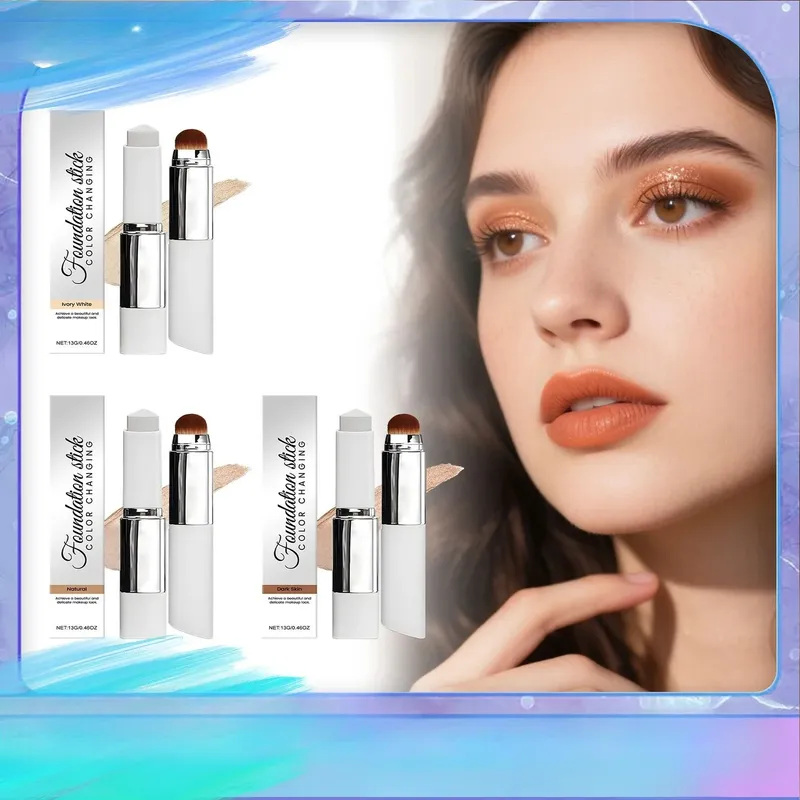 2-in-1 Color-Changing Foundation Liquid Stick Lasting Concealer Leichter, feuchtigkeitsspendender, aufhellender, mattierter, natürlicher Basis-Make-up