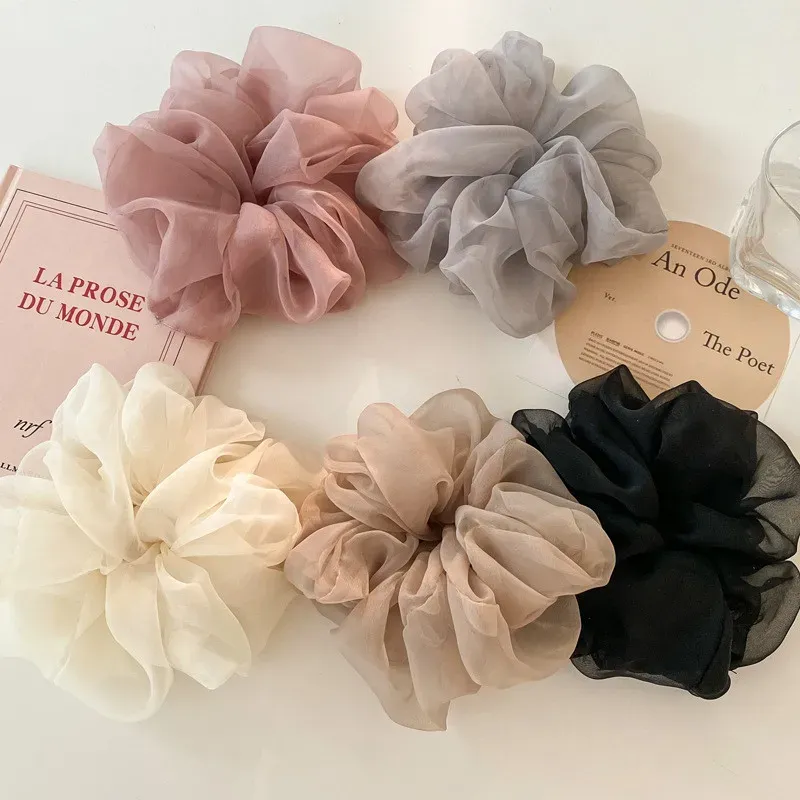 1/3/5 Stück großes Mesh-Haarseil für Frauen, einfaches modisches Mädchen-Haargummi, Haarring, Einfachheit, hoher Pferdeschwanz, Scrunchie