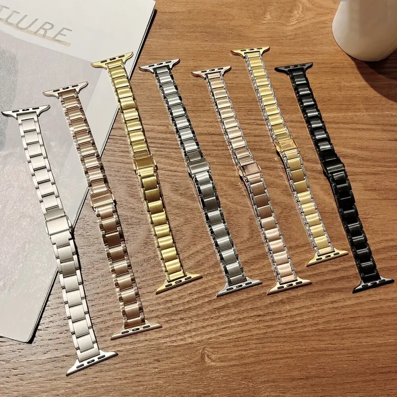Schlankes Metallarmband für Apple Watch Ultra 49mm S10 8 7 41 45mm 6 SE 44 42mm 38 40mm Luxus Edelstahlarmband für IWatch Armband