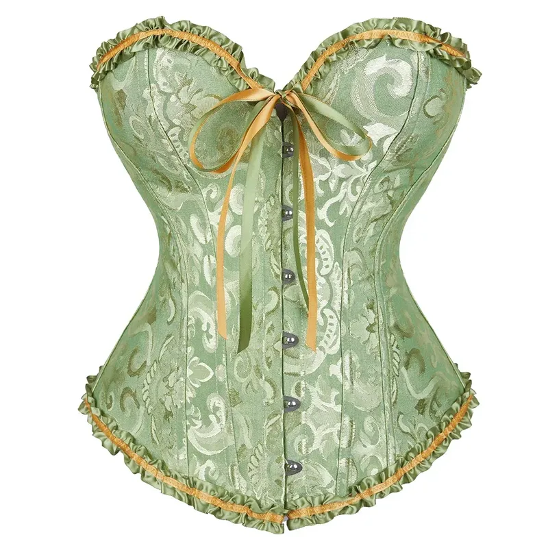 Damen Vintage Viktorianisches Korsett Bustier Top Schnürung ohne Knochen Jacquard Shapewear Hochzeit Dessous Trägerloses Sweetheart Mieder Korsett