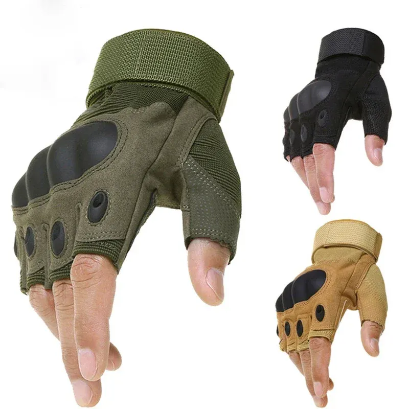 Taktische Hard Knuckle Half Finger Handschuhe Herren Kampf Jagd Schießen Paintball Duty - Fingerlos