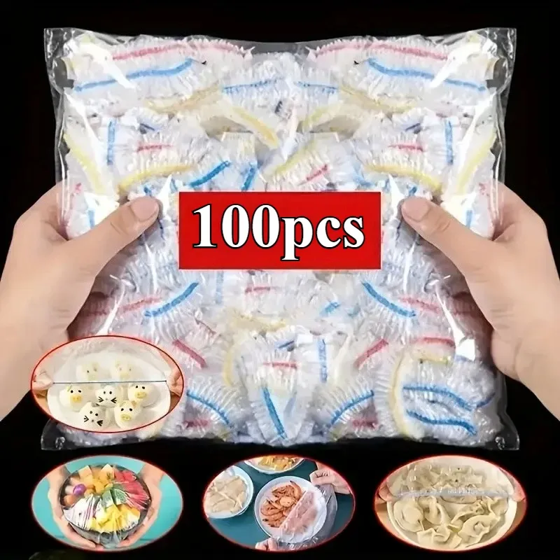 100 Stück Dehnbare Transparente Frischhaltefolie, Mehrzweck-Küchen-Plastikfolie, für Restaurant, Picknick, Passt für Alle Tellergrößen