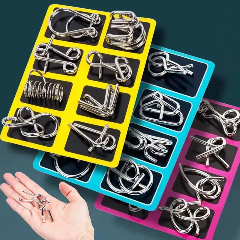 Chinesisches Ringpuzzle aus Edelstahl, geistiges Denkaufgabe-IQ-Entwicklungsspiel für logisches Denken von Kindern und Erwachsenen