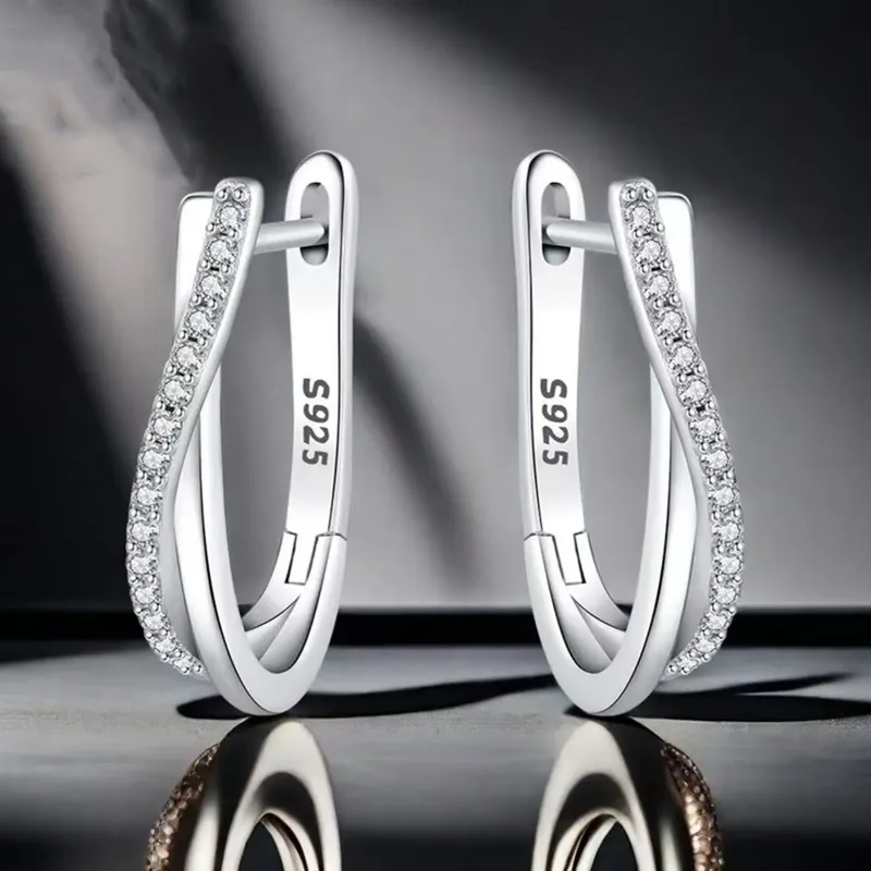 925 Silber Stern-Ohrringe mit gedrehter Linie, vielseitige Creolen für Damen, edler Schmuck, Geburtstagsgeschenke