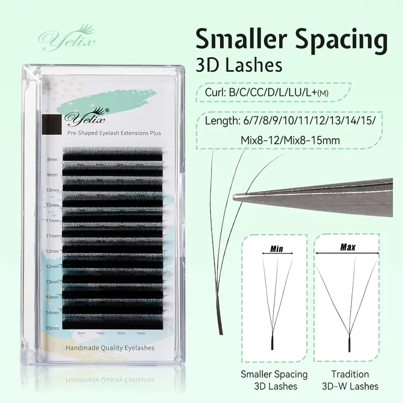 Neue 3D W-Form Kleine Öffnung Wimpernverlängerung Vorgefertigte Volumen-Wimpern L M Schmale 3D W-Wimpern Künstliche Wimpern Make-up-Tools