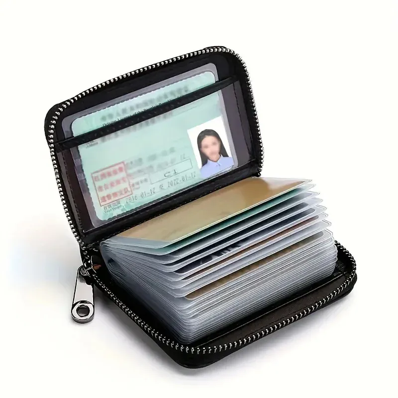 Unisex Minimalistisches RFID-blockierendes Kartenetui mit Reißverschluss-Münzfach, schlankes Kreditkartenetui für Männer und Frauen, kleine Geldbörse