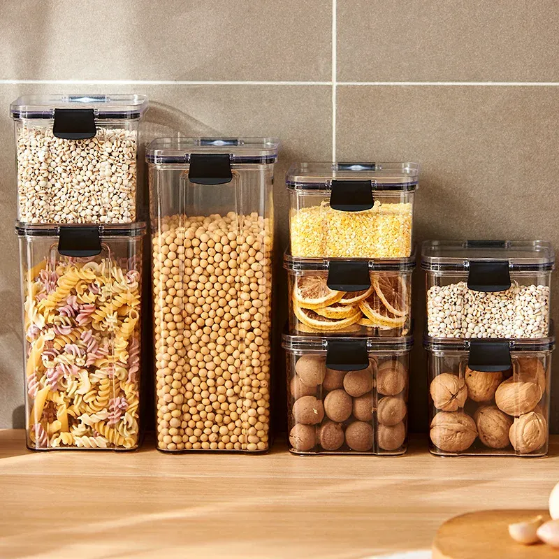 Versiegelte Gläser Küche Getreide Lagerung Organizer Große Tank Kunststoff Feuchtigkeit-beständig Lagerung Box Haushalt Gewürz Gläser Set 2030