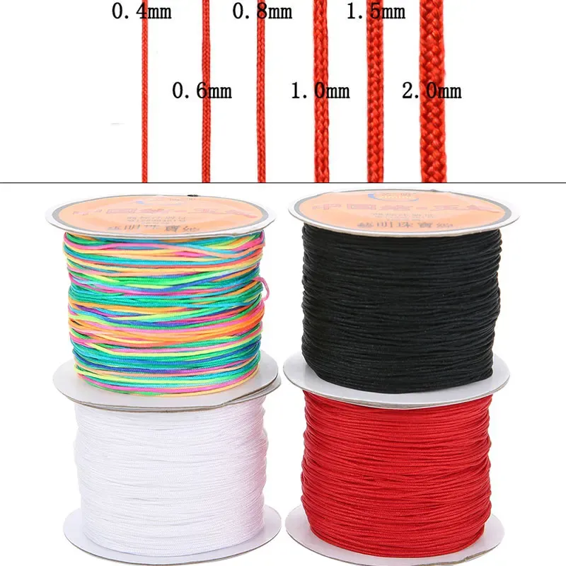 45 Meter 0,4 0,6 0,8 1 1,5 mm Nylonfaden für Armbänder, chinesische Knoten, Kumihimo, Makramee, geflochtener Faden, Schnur, Schmuckherstellung