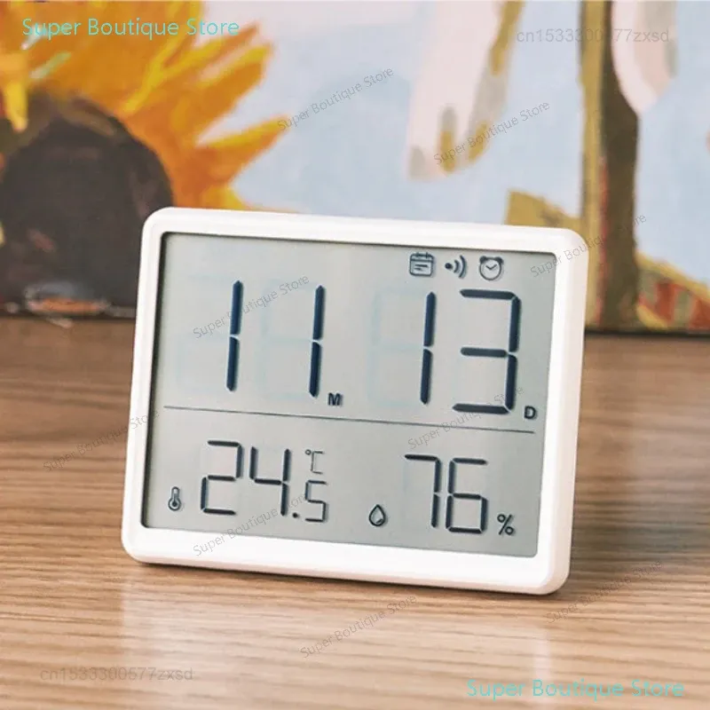 Digitales Temperatur- und Feuchtigkeitsmessgerät, Innenthermometer, Hygrometer mit Uhr, Luftqualitätsmonitor für Zuhause, Raumfeuchtigkeitsmesser