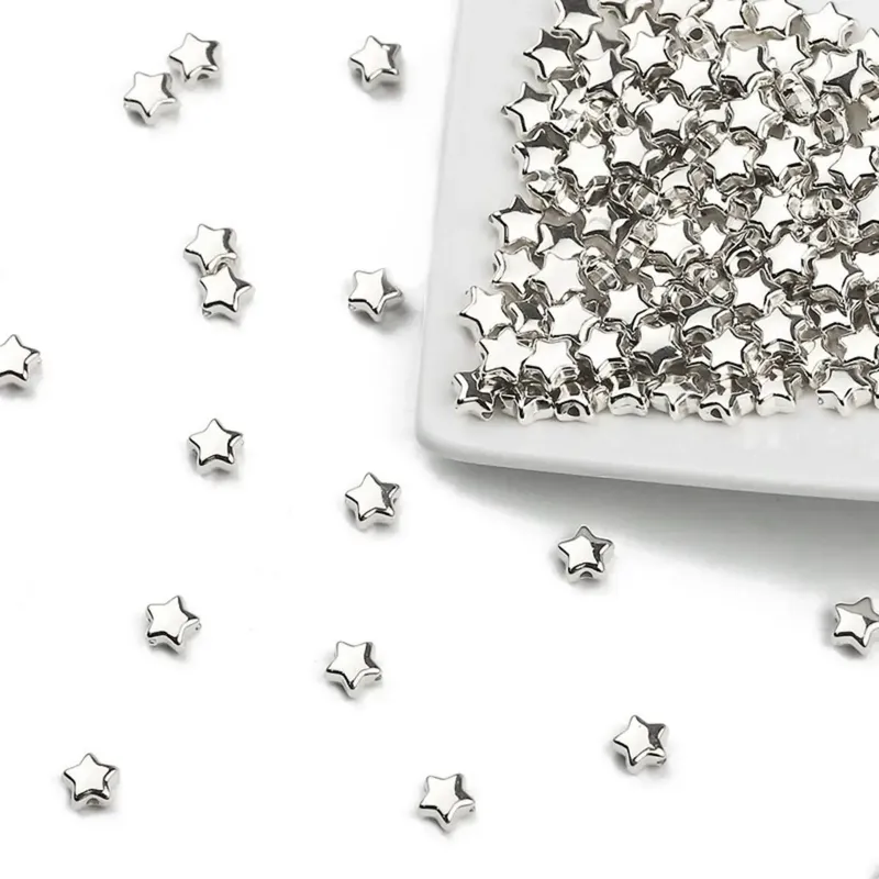 6mm 100 ~ 400 stücke Stern Form CCB Perlen Gold Silber Überzogene Lose Perlen Für Schmuck Machen DIY Halskette armbänder Zubehör