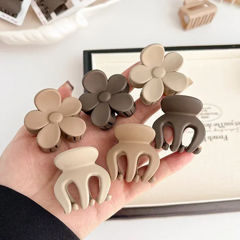 3 teile/satz Kaffee Farbe Kleine Haar Klaue Matt Geometrische Einfache Haarnadel Haar Clip Barrettes Frauen Mädchen Haar Zubehör Kopfbedeckungen