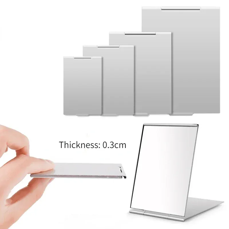 Aluminium Klappspiegel Tasche Mini Tragbare Make-Up Spiegel Reise Hand Kleiner Spiegel Eitelkeit Faltbare Kompakte Kosmetik Werkzeuge