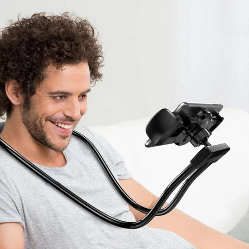 Flexibler Handyhalter zum Aufhängen am Hals, faule Halskette, Halterung, Bett, 360-Grad-Handyhalter, Ständer für iPhone, Xiaomi, Samsung