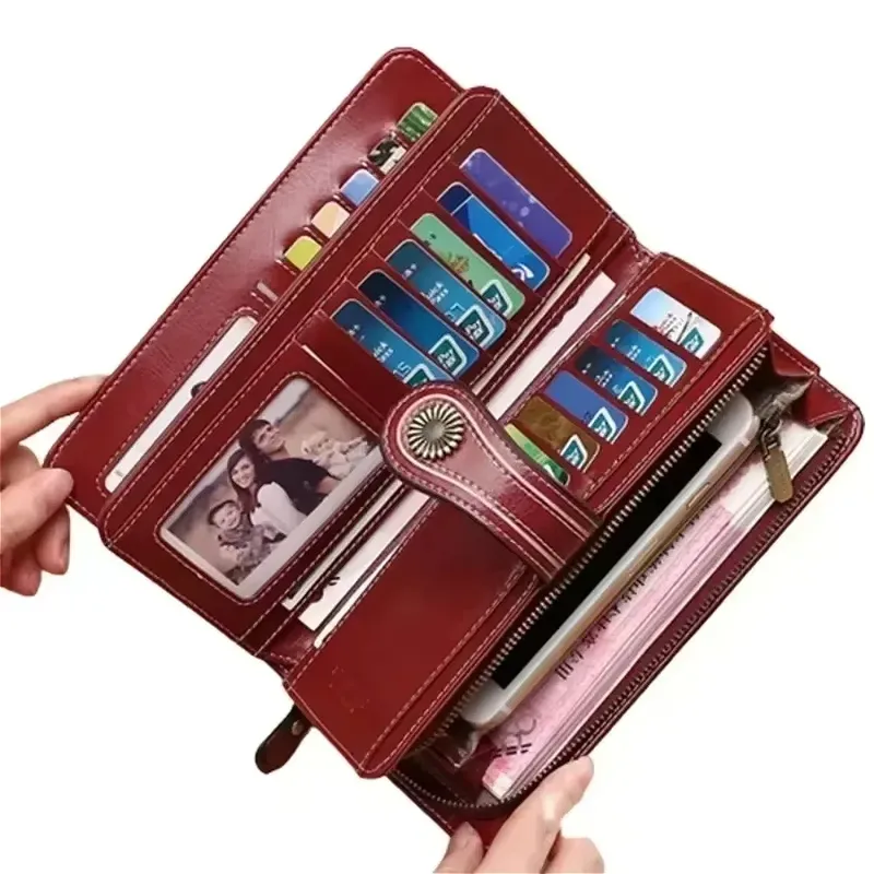 Hohe Qualität Frauen Brieftasche Anti-diebstahl Leder Geldbörsen Für Frau Lange Zipper Große Damen Handtasche Weibliche Geldbörse Karte halter