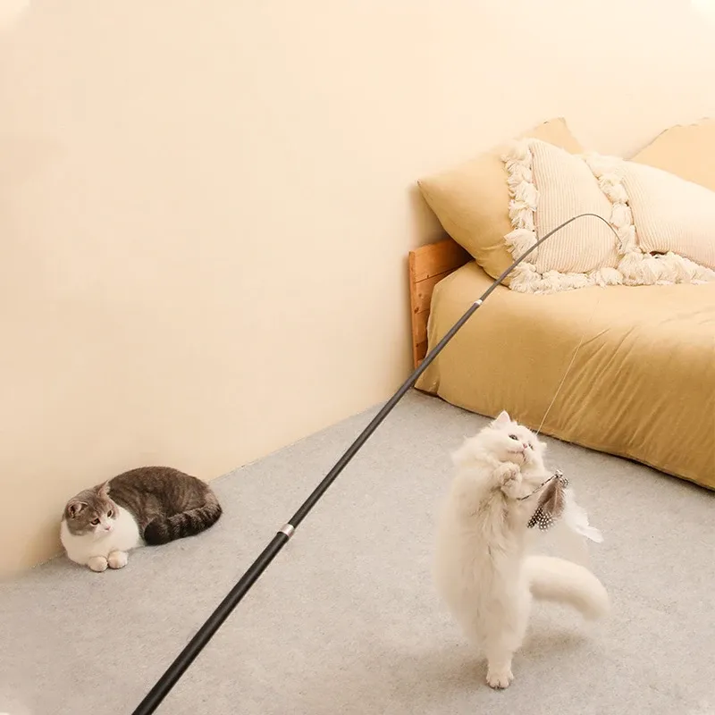 Erweiterter Teleskop-Katzenstab, 1,8 m, extra lange Angelrute, beständig gegen Kratzer, Katzenspielzeug, um Langeweile zu lindern