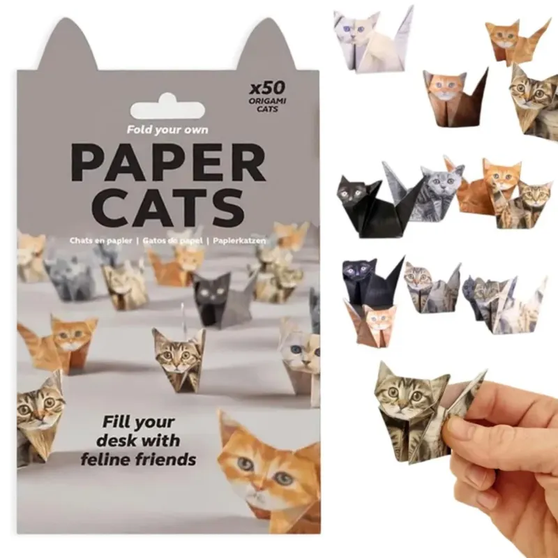 50 Blatt Kreatives DIY Origami-Papier Tier-Faltsatz Katzen Hunde Dinosaurier Spaßiges Handgemachtes Kunsthandwerk Faltbares Papier für Kindergeschenke