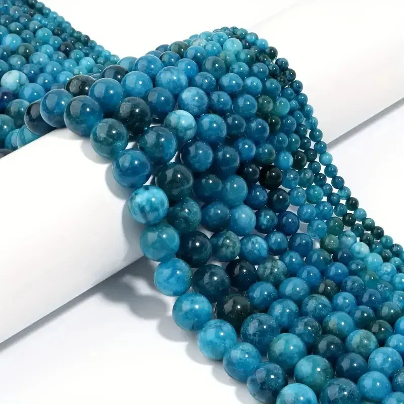 1 Strang natürliche blaue Apatit-Steinperlen, 4/6/8/10 mm, runde Edelsteinperle für DIY-Armband, Charms, Schmuckherstellung, Zubehör, Großhandel