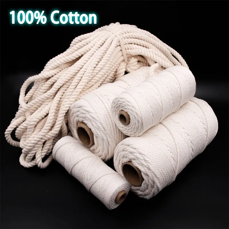 1mm-10mm 100% Baumwolle Makramee-Schnur Seil DIY Handgemachte Wandbehänge Natürliches 3mm Seil Nähen Boho Hochzeit Heimdekoration