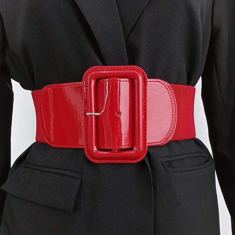 Übergröße Schwarzer Stretch-Cummerbund Damen Breiter Schwarzer Korsettgürtel Großer Kleidgürtel Roter Taillengürtel Designer-Gürtel für Frauen Weiß