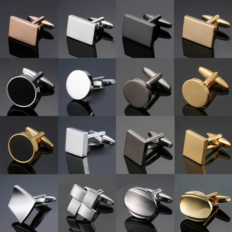 Neue kupfer material mode schmuck runde quadratische glatte emaille design männer Französisch hemd manschettenknöpfe