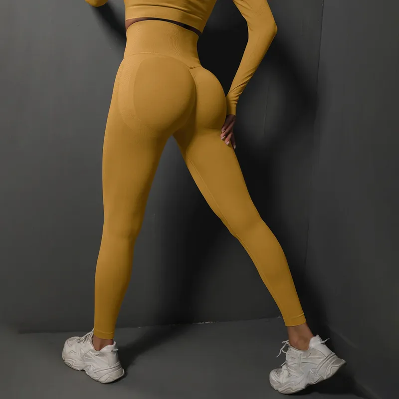High-Waist-Yoga-Leggings für Damen, nahtlose Push-Up-Sportleggings, Fitness-Laufhose, Hüftlift-Yogahose, hochelastische Gym-Leggings