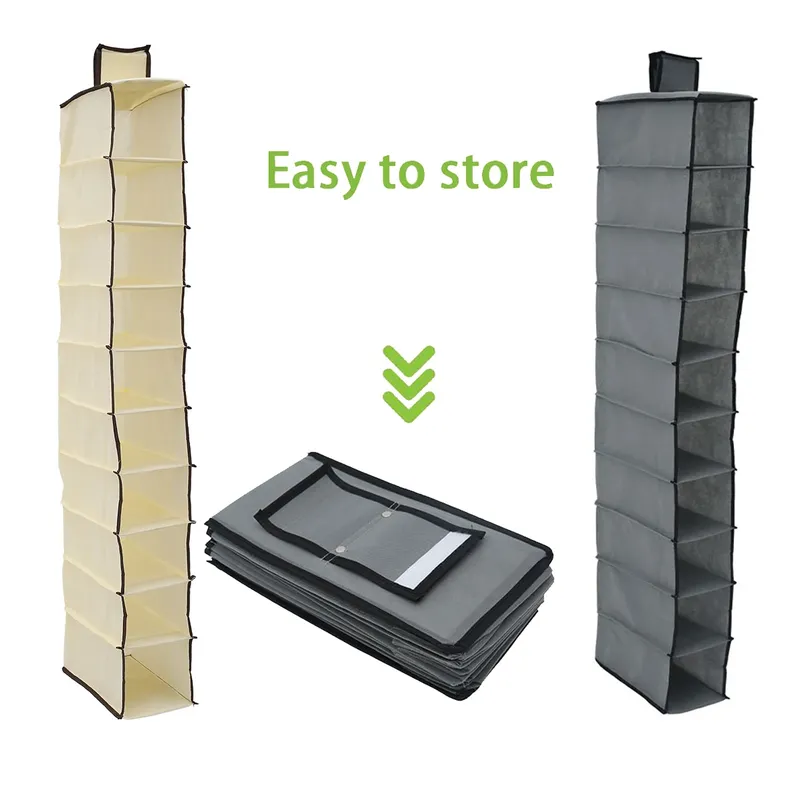 Hängender Schuh-Organizer, 10 Regale, hängende Schrank-Organizer, Aufbewahrung von Schuhen, Organizer, Regale, hängende Schuhregal-Halterung für Schlafzimmer