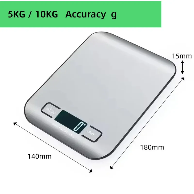 Digitale Küchenwaage mit LED-Anzeige 5kg/1g Edelstahl-Panel Elektronische Waage für Zuhause Schmuck Lebensmittel Snacks Wiegen Backzubehör