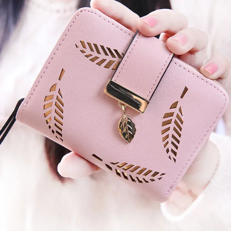 Frauen PU Leder Geldbörse Weibliche Kleine Brieftasche Portomonee Dame Kurze Geld Tasche