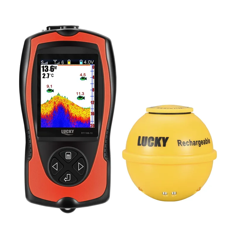LUCKY FF1108-1CWLA Wiederaufladbares kabelloses Sonar zum Angeln, 45 m Wassertiefe, Echolot, Angelfinder, tragbarer Fischfinder