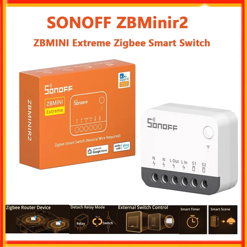 SONOFF Zbminir2 Extreme Zigbee Smart Switch Smart Home DIY Schaltermodul ZBMini Externe Schaltersteuerung über eWelink APP Alexa