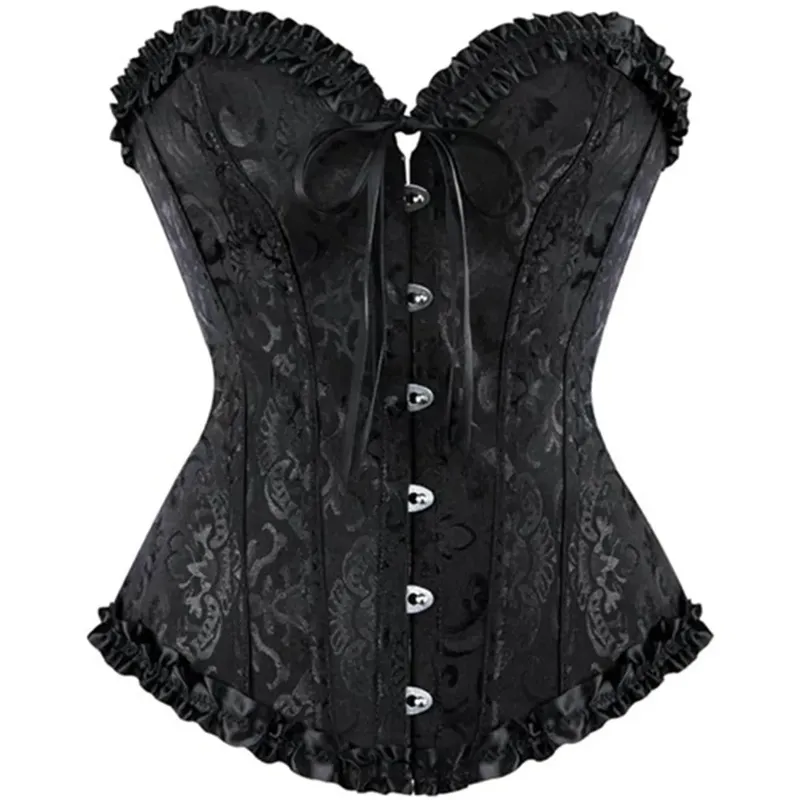 Korsett Top Plus Größe Frauen Bustier Overbust Sexy Lace up Floral Dessous Vintage Gothic Viktorianischen Mode Schwarz Rot DropShipping