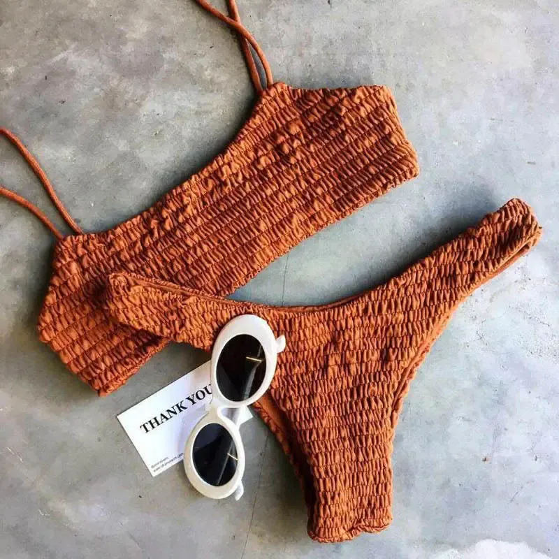 Neue Heiße Verkauf Sexy Frauen Push-Up Gepolsterter Bh Bikini Set Plissee Badeanzug Bademode Schwimmen Strand Bade Kostüm Bikini set