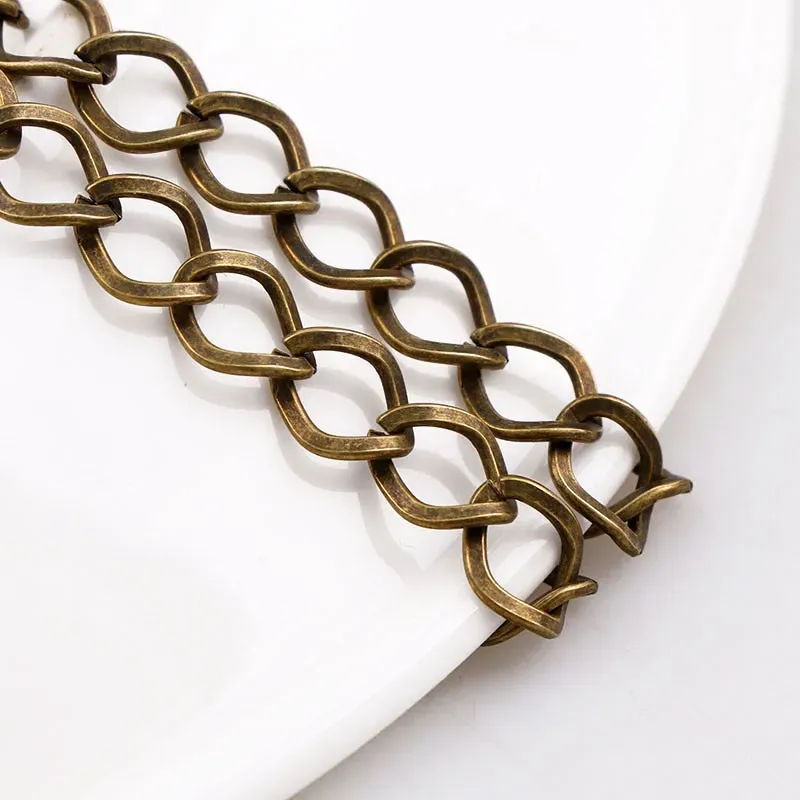 Eisenbreite 1,2 x 7 x 8 mm, antike Bronze-Seilkette, Halskette, Statement-Eisen-Halskette, passend für Armbänder, offene Gliederkette