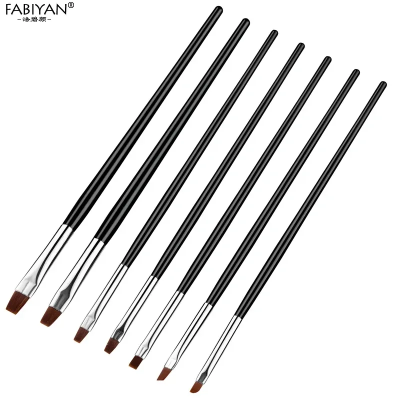 7 Größen Nail Art Pinsel, flacher Acryl-Zeichenstift, UV-Gel-Nagellack, französisches Design, Malerei, Verlängerung, Beschichtung, Werkzeug-Set, Maniküre