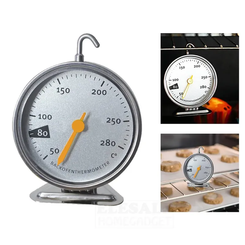 Neues Edelstahl-Ofenthermometer zum Aufhängen oder Ständer, großes Zifferblatt, Backen, Grillen, Kochen, Fleisch, Lebensmittel, Temperaturmessung
