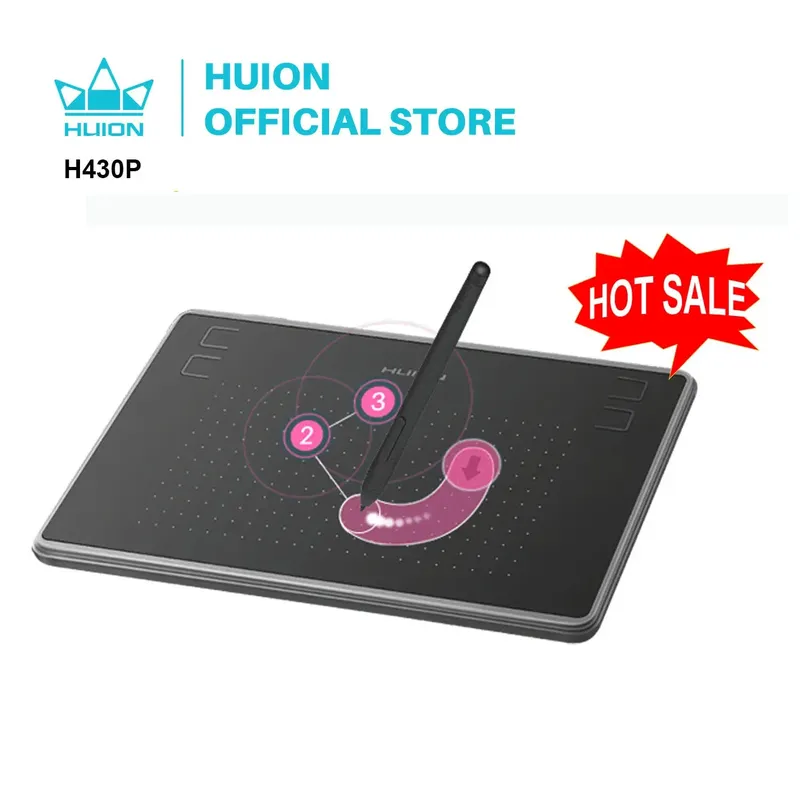 HUION H430P Digitale Tablets Grafik-Zeichenstift-Tablet OSU-Spieltablett mit batterielosem Stift für Android Handy/Win/Mac