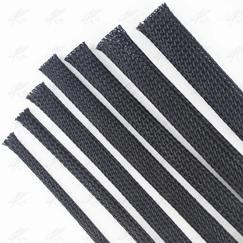 10M Schwarz Geflochtene Kabel Sleeving PET Nylon Verpackung Kabel Gehäuse Kabel Ärmeln Draht 8mm/10mm/12mm/15mm/20mm/25mm