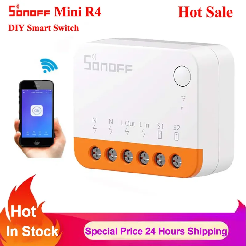 Sonoff Mini R4 Extreme WLAN Smart Switch mit Relais Ein/Aus DIY Schaltmodul eWelink APP-Steuerung Kompatibel mit Alexa
