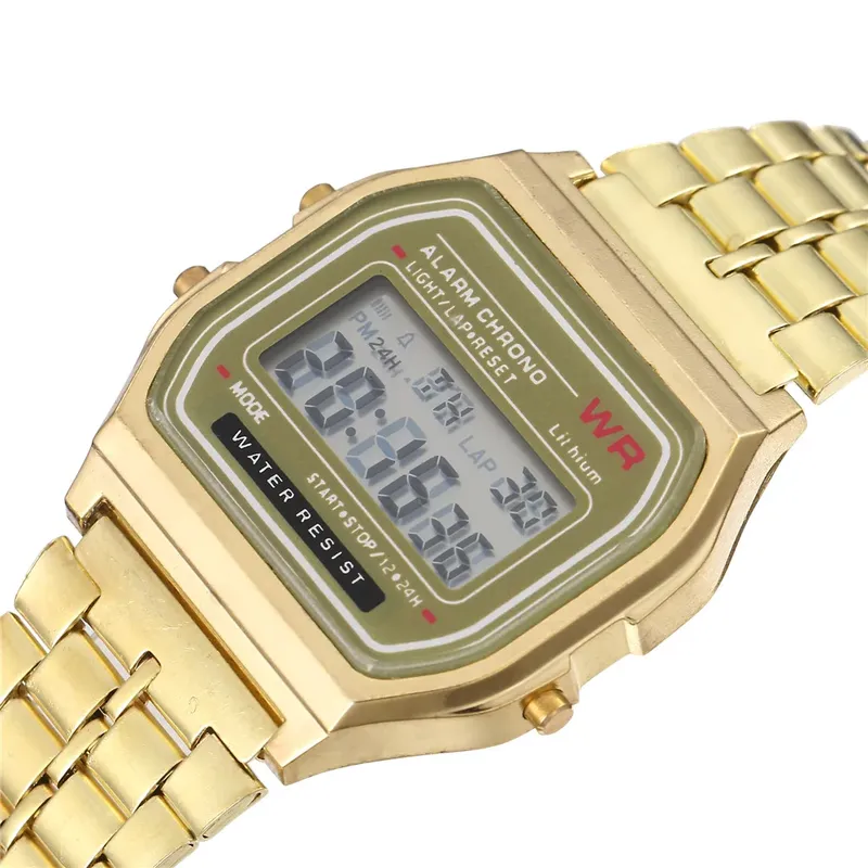 Frauen Männer Unisex Uhr Gold Silber Schwarz Vintage LED Digital Sport Militär Armbanduhren Elektronische Digitale Geschenk Geschenk Männlich