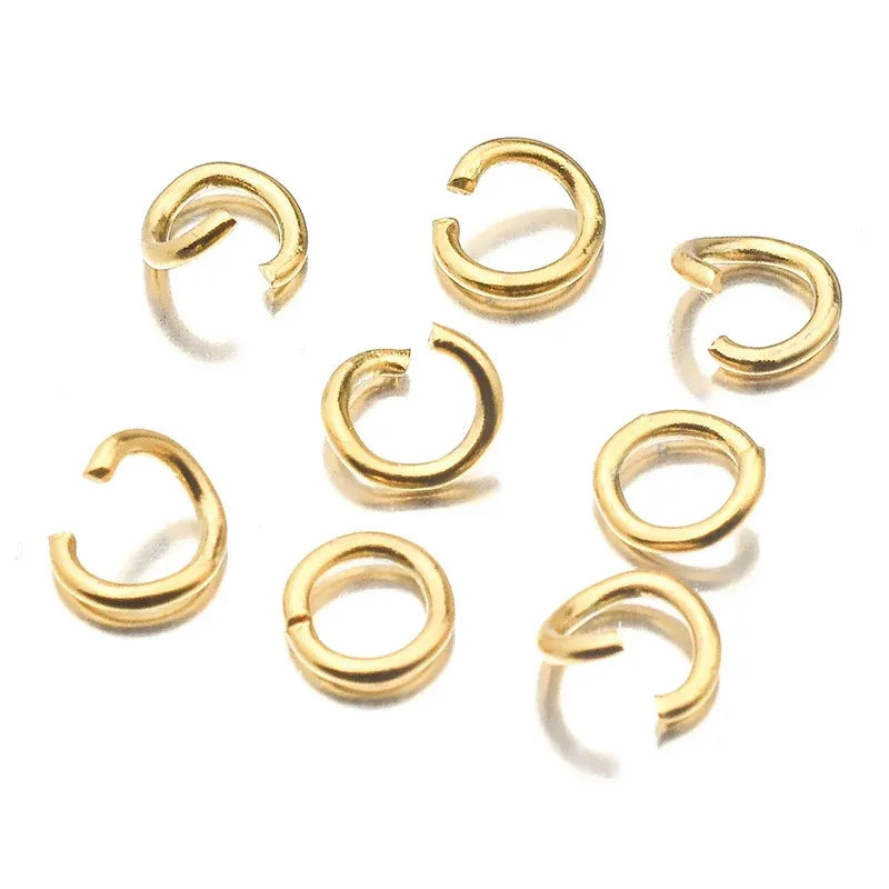 100 Stück PVD vergoldeter Edelstahl offene Biegeringe direkt 4/5/6 mm Spaltringe Verbinder für die Herstellung von DIY-Schmuckstücken