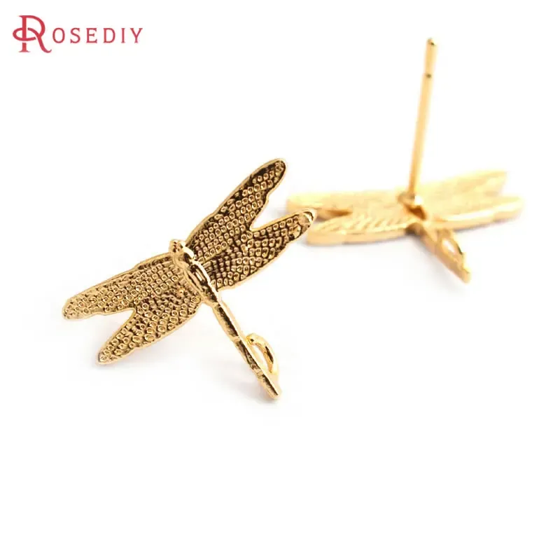 10PCS 24K Gold Farbe Messing Libelle Stud Ohrringe frauen Ohrringe Hohe Qualität Diy Zubehör Rosediy offizielle-website